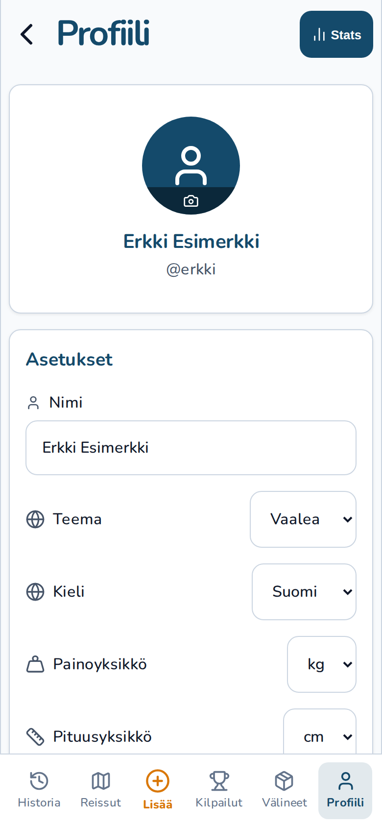 Profiili ja asetukset